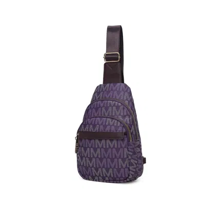 Mkf Collection By Mia K Helaena M Logo Printed Vegan Leather Women's Sling Bag By Mia K In Purple