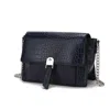Mkf Collection By Mia K Hope Crocodile Embossed Vegan Leather Women's Shoulder Bag In Blue