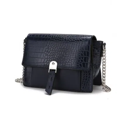 Mkf Collection By Mia K Hope Crocodile Embossed Vegan Leather Women's Shoulder Bag In Blue