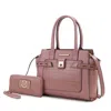 Mkf Collection By Mia K Isla Crocodile Embossed Vegan Leather Women's Satchel Bag With Wallet -2 Pieces In Multi