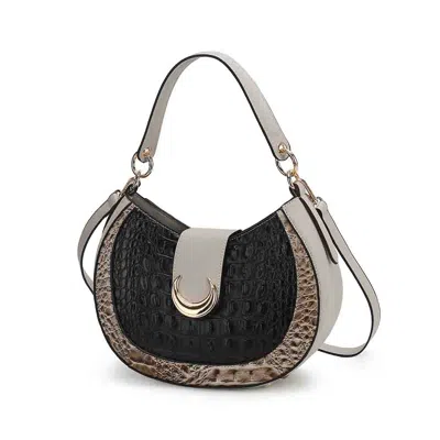 Mkf Collection By Mia K Jain Luxe Croc-embossed Shoulder Bag Spacious And Timeless In Black