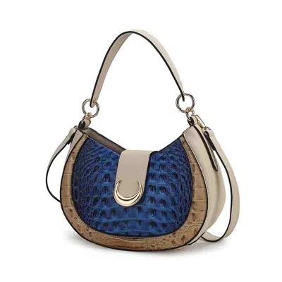 Mkf Collection By Mia K Jain Luxe Croc-embossed Shoulder Bag Spacious And Timeless In Blue