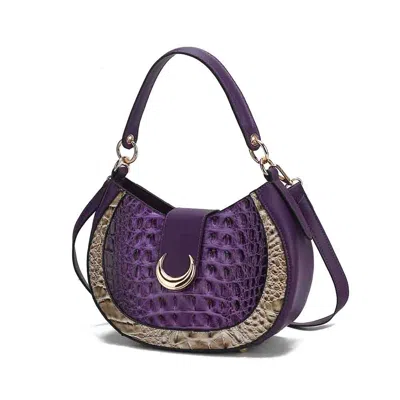 Mkf Collection By Mia K Jain Luxe Croc-embossed Shoulder Bag Spacious And Timeless In Purple