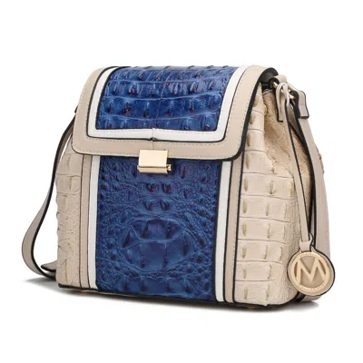 Mkf Collection By Mia K Jamilah Vegan Leather Croco Crossbody Handbag In Blue