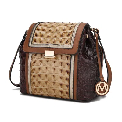 Mkf Collection By Mia K Jamilah Vegan Leather Croco Crossbody Handbag In Brown