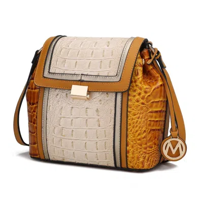 Mkf Collection By Mia K Jamilah Vegan Leather Croco Crossbody Handbag In Yellow