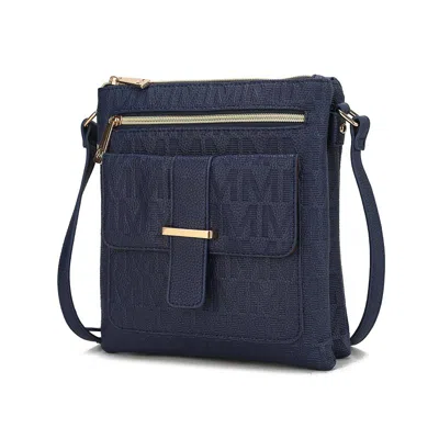 Mkf Collection By Mia K Janni Signature Embossed Crossbody Handbag In Blue
