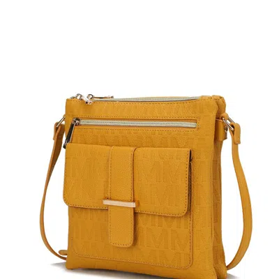 Mkf Collection By Mia K Janni Signature Embossed Crossbody Handbag In Yellow
