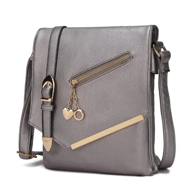 Mkf Collection By Mia K Jasmine Vega Leather Crossbody Handbag In Silver