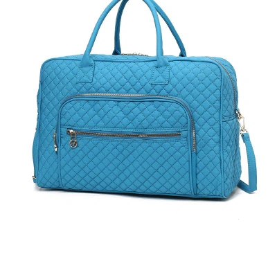 Mkf Collection By Mia K Jayla Solid Quilted Cotton Women's Duffle Bag By Mia K In Blue