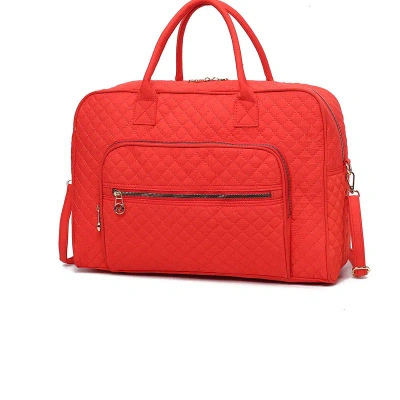 Mkf Collection By Mia K Jayla Solid Quilted Cotton Women's Duffle Bag By Mia K In Orange