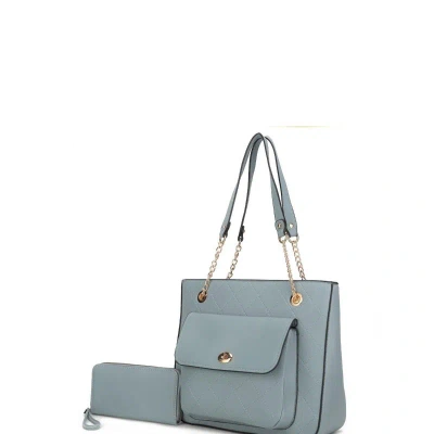 Mkf Collection By Mia K Jenna Shoulder Bag And Wallet In Blue
