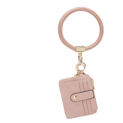 Mkf Collection By Mia K Jordyn Vegan Leather Bracelet Keychain With A Credit Card Holder In Pink