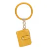 Mkf Collection By Mia K Jordyn Vegan Leather Bracelet Keychain With A Credit Card Holder In Yellow