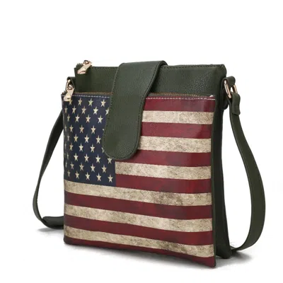 Mkf Collection By Mia K Josephine Vegan Leather Women's Flag Crossbody Bag In Green