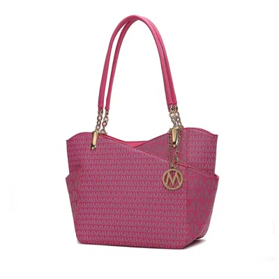 Mkf Collection By Mia K Jules M Logo Printed Vegan Leather Women's Tote Bag In Pink
