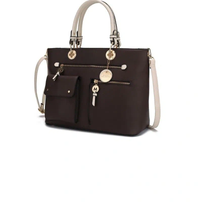 Mkf Collection By Mia K Julia Vegan Leather Color-block Women's Satchel Handbag In Brown