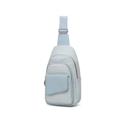 Mkf Collection By Mia K Kace M Logo Printed Vegan Leather Women's Sling Bag In Blue