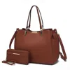 Mkf Collection By Mia K Kane Vegan Leather Satchel Handbag - With Wallet In Brown