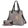 Mkf Collection By Mia K Kearny Vegan Leather Women's Tote Bag With Wallet- 2 Pieces In Silver