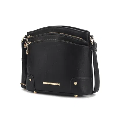 Mkf Collection By Mia K Kenya Crossbody Shoulder Women's Bag Stylish Vegan Leather With Gold-tone Accents By Mia K In Black