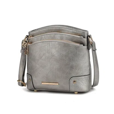 Mkf Collection By Mia K Kenya Crossbody Shoulder Women's Bag Stylish Vegan Leather With Gold-tone Accents By Mia K In Silver