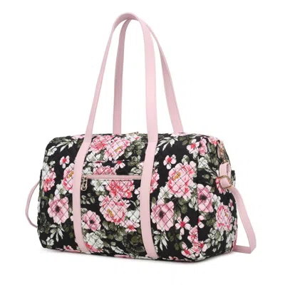 Mkf Collection By Mia K Khelani Quilted Cotton Botanical Pattern Women's Duffle Bag In Pink