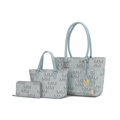 Mkf Collection By Mia K Lady Ii M Signature Tote & Wallet Set In Blue
