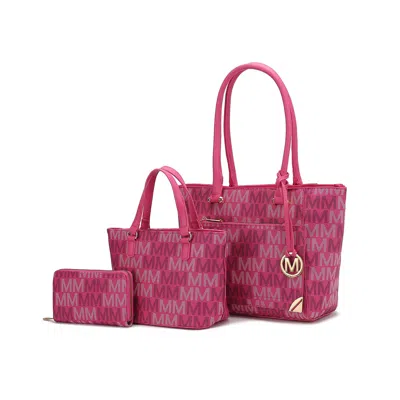 Mkf Collection By Mia K Lady Ii M Signature Tote & Wallet Set In Pink