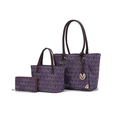 Mkf Collection By Mia K Lady Ii M Signature Tote & Wallet Set In Purple