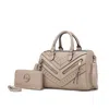 Mkf Collection By Mia K Lara Vegan Leather Women's Satchel With Wallet - 2 Pieces In Beige