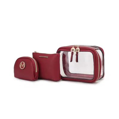 Mkf Collection By Mia K Laura Women's Cosmetic Punch 10 Pcs Sets, Small Travel Makeup Bag In Red