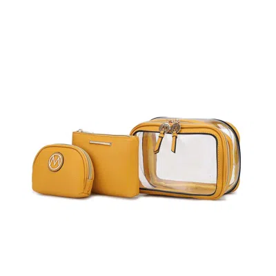 Mkf Collection By Mia K Laura Women's Cosmetic Punch 10 Pcs Sets, Small Travel Makeup Bag In Yellow