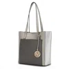 Mkf Collection By Mia K Leah Vegan Leather Color-block Women's Tote Bag In Grey
