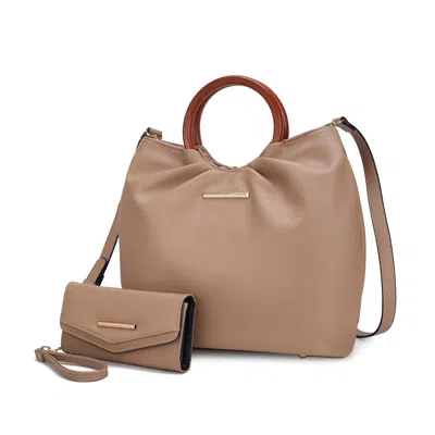 Mkf Collection By Mia K Leilani Vegan Leather Tote Bag With Wallet By Mia K In Beige