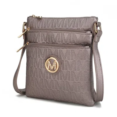 Mkf Collection By Mia K Lennit Embossed M Signature Crossbody Bag In Silver