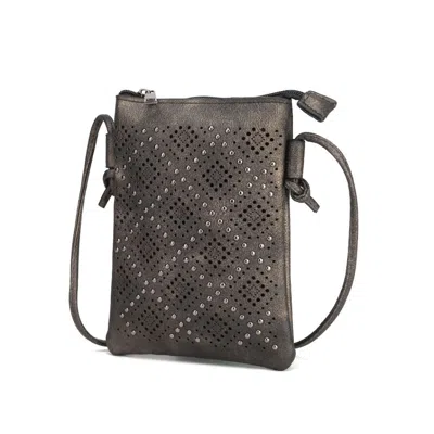 Mkf Collection By Mia K Leysha Vegan Leather Crossbody Handbag In Silver