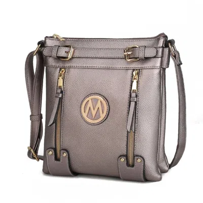 Mkf Collection By Mia K Lilian Vegan Leather Crossbody Handbag In Silver