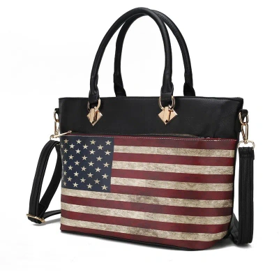 Mkf Collection By Mia K Lilian Vegan Leather Women's Flag Tote Bag In Black