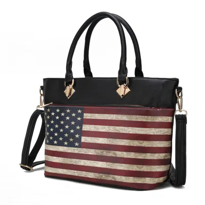 Mkf Collection By Mia K Lilian Vegan Leather Women's Flag Tote Bag In Black