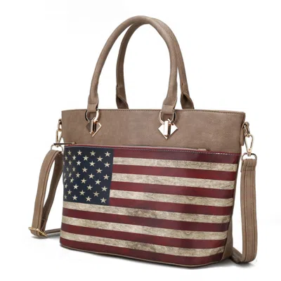 Mkf Collection By Mia K Lilian Vegan Leather Women's Flag Tote Bag In Grey