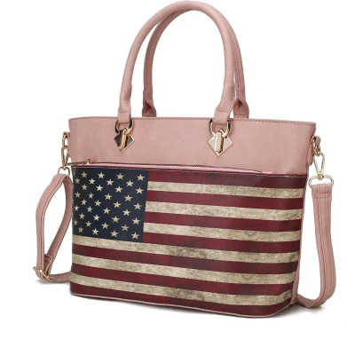 Mkf Collection By Mia K Lilian Vegan Leather Women's Flag Tote Bag In Pink