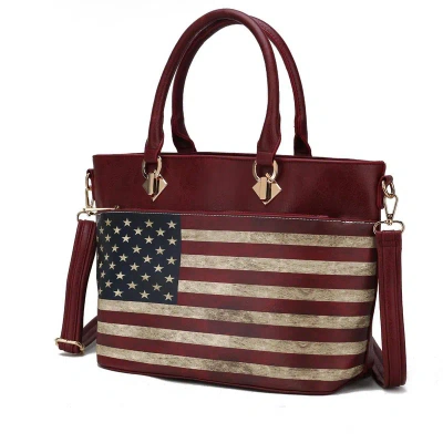 Mkf Collection By Mia K Lilian Vegan Leather Women's Flag Tote Bag In Red