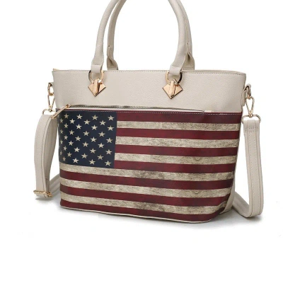 Mkf Collection By Mia K Lilian Vegan Leather Women's Flag Tote Bag In White