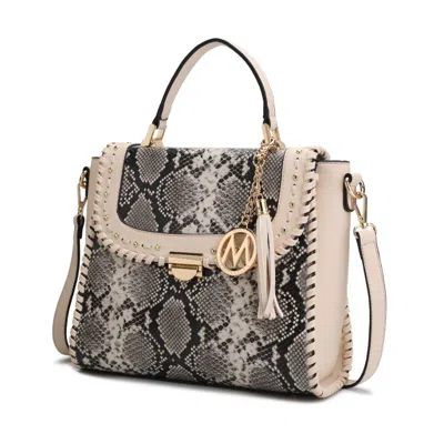 Mkf Collection By Mia K Lilli Vegan Leather Satchel Handbag In Beige
