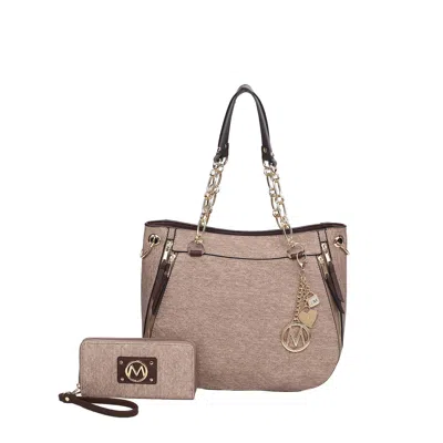Mkf Collection By Mia K Lina Women's Tote Bag And Wallet Set By Mia K In Beige