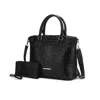 Mkf Collection By Mia K Liora Women's Tote Bag With Wallet, Croc Embossed Vegan Leather Handbag Purse In Black