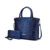 Mkf Collection By Mia K Liora Women's Tote Bag With Wallet, Croc Embossed Vegan Leather Handbag Purse In Blue