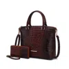 Mkf Collection By Mia K Liora Women's Tote Bag With Wallet, Croc Embossed Vegan Leather Handbag Purse In Brown