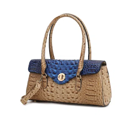 Mkf Collection By Mia K Liviana Shoulder Women's Elegant Bag Croc-embossed In Blue